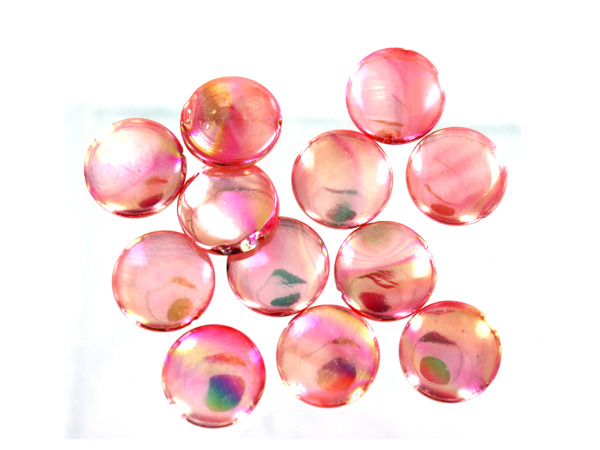14MM Pink Round Fw Shell Beads  Pack of 72
