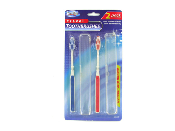 2 pack travel toothbrushes with holders  Pack of 96