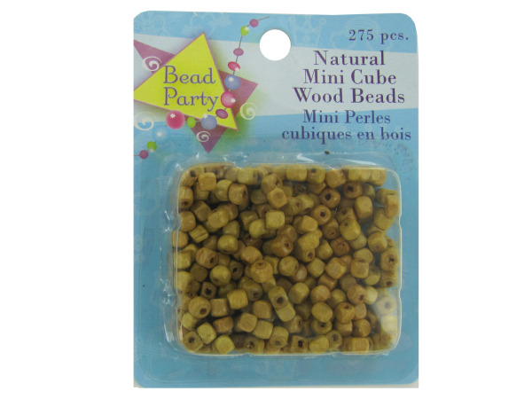 275 piece natural mini cube wood beads  Pack of 48