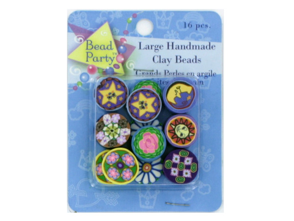 16 pc large handmade clay beads  Pack of 60