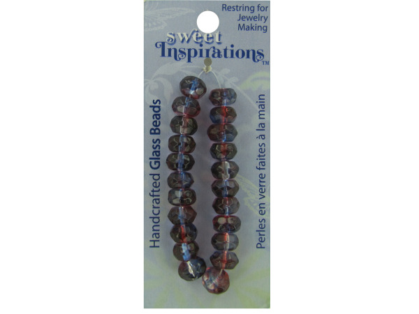 bluered faceted wheel spacer beads Pack of 48
