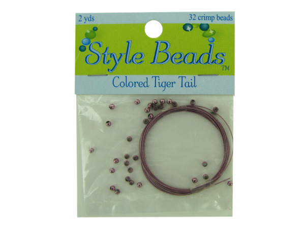 pink tiger tail 2 yds w32 crimp beads Pack of 48