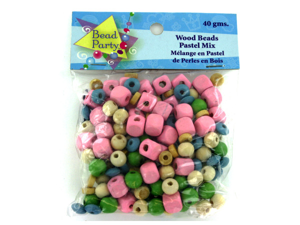wood beads pastel mix 40 grams  Pack of 48