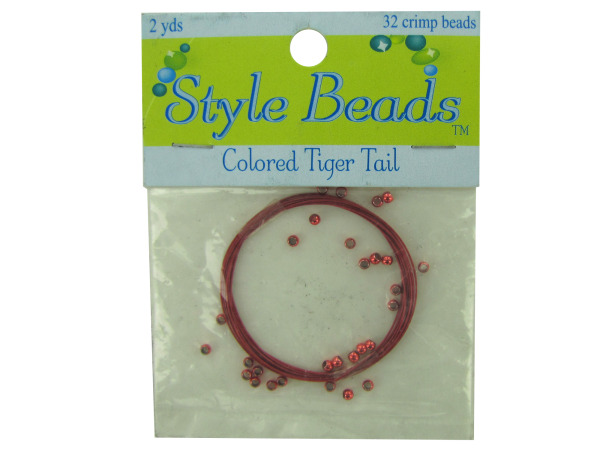 red tiger tail 2 yds w32 crimp beads Pack of 24