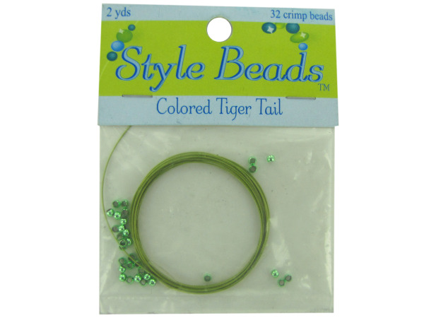 lime tiger tail 2 yds w32 crimp beads Pack of 72