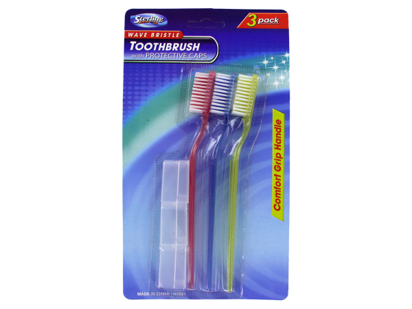 Wave bristle toothbrush with protective caps  Pack of 96