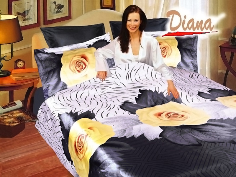 Dolce Mela Di286q Yellow Rose Full-queen - 6 Pieces Duvet Cover Bedding Set By Diana