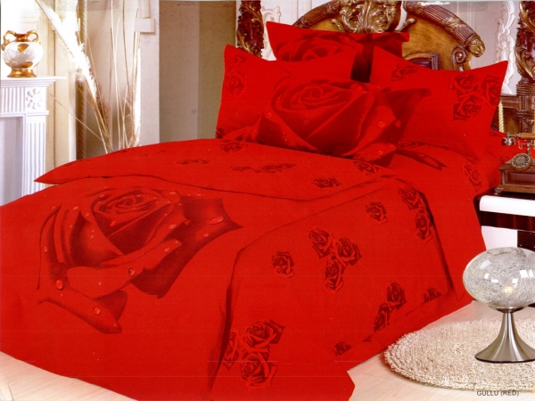 2 Decorate LE292K Roses Gullu Red King Fitted Sheets  6 Pieces duvetcover beddin