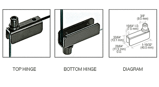 C.R. Laurence Black Standard Mount Glass Door Hinges  Package BQ49MZABC3