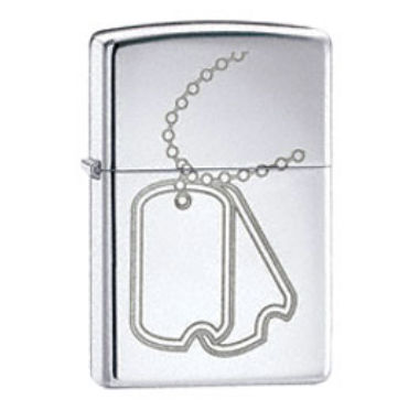 Zippo 24836 Etched Dog Tags Design Lighter  High Polish Chrome