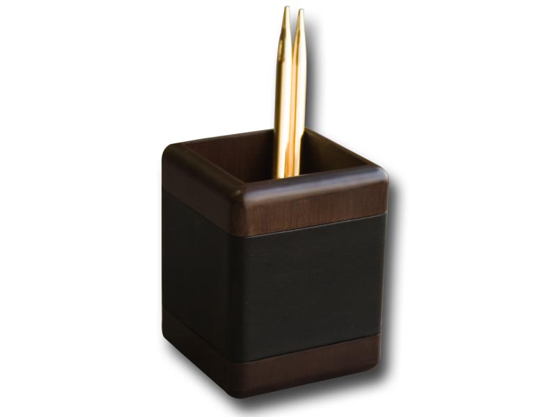 A8410 Wood & Leather Pencil Cup