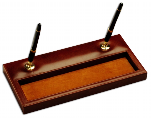 Leather Double Pen Stand