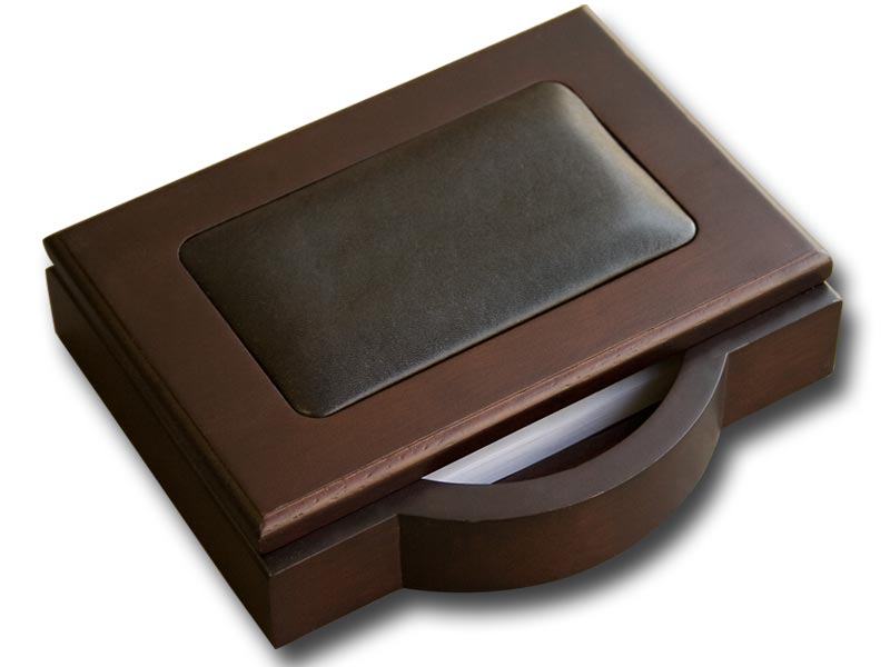 A8409 Wood & Leather 4x6 Memo Holder