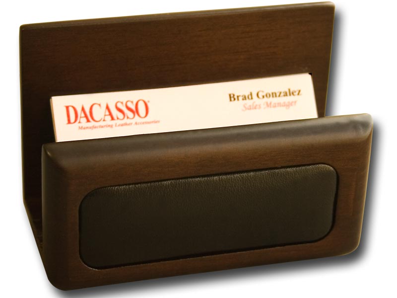 A8407 Wood & Leather Business Card Holder