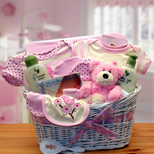 Gift basket 890551P Deluxe Organic New Baby Gift Basket  Pink