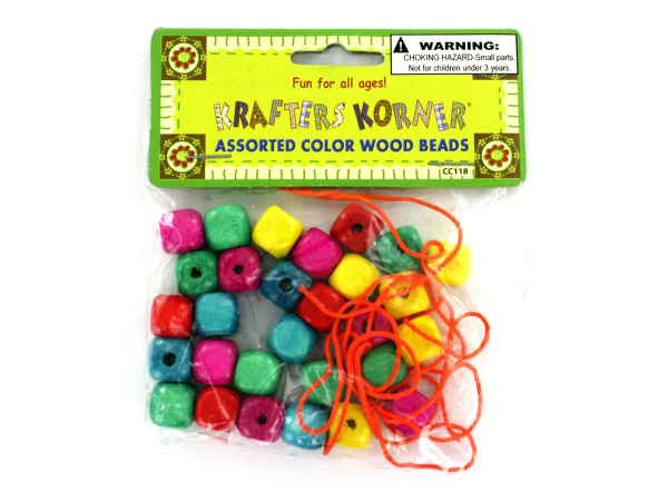 Wood beads with string set  Pack of 108