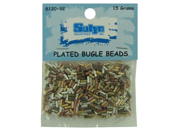 15 grams metallic multi plated bugle beads  Pack of 96