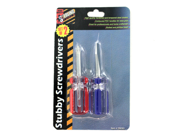 2 Pack Stubby Screwdriver Set - Pack Of 48