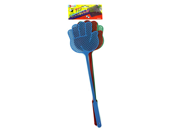 3 Pack fly swatters -assorted colors - Pack of 24
