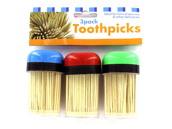 Three Toothpick Holders And Toothpicks - Pack Of 48