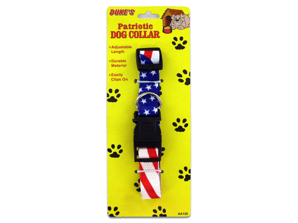 Aa125-24 3/4" Wide Metal Plastic Nylon Patriotic Dog Collar - Pack Of 24