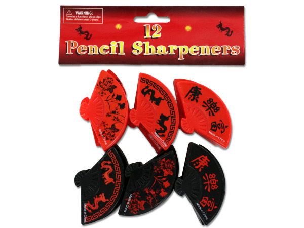 12 pack chinese fan shape pencil sharpeners  Pack of 30