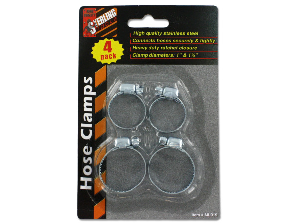 Ml019-96 4 Pack Silver Metal Hose Clamps - Case Of 96