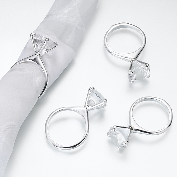 Lillian Rose FA740 Diamond Ring Napkin Rings Set of 4