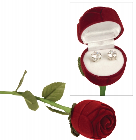 240-2ctr Cubic Zirconia Earrings With Long Stem Rose (case Of 50)