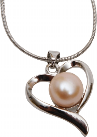 240-pfphn Pink Freshwater Pearl Heart Necklace (case Of 50)