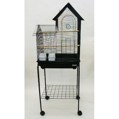 1944-4924blk Villa Top Small Bird Cage With Stand In Black
