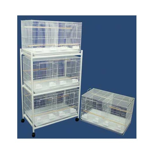 4x2464wht And 1x4164wht Lot Of 4 Medium Breeding Cages With Divider And One 3 Tie Stand In White