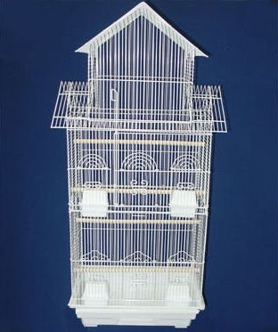 Tall Pagoda Top Small Bird Cage In White
