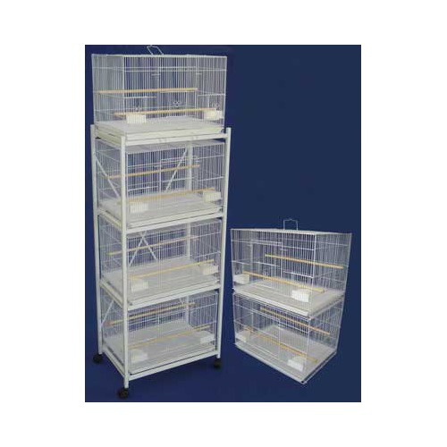 Six Small Bird Breeding Cages With One 4 Tier Stand In White
