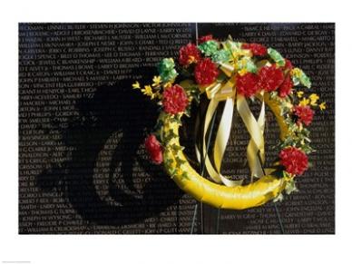 Sal10962029 Wreath On The Vietnam Veterans Memorial Wall Vietnam Veterans Memorial Washington D.c. Usa -24 X 18- Poster Print