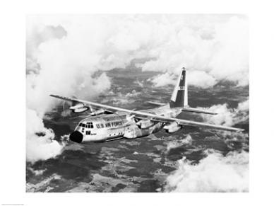 Sal25544090 High Angle View Of A Military Airplane In Flight C-130 Hercules -24 X 18- Poster Print