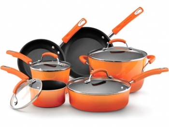 Rachael Ray 13486  Porcelain Enamel 10Piece Cookware Set in Orange