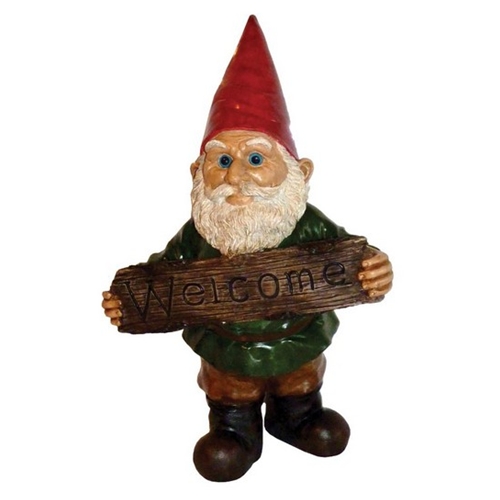 Mcd80044 Michael Carr Welcome Gnome Resin Statue