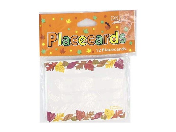 Place cards with fall leaves border Pack of 72