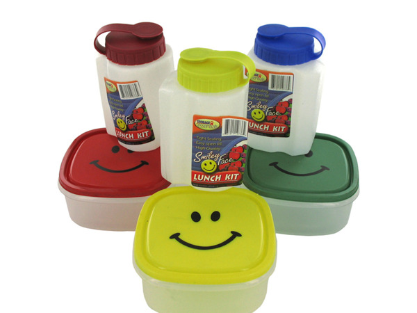 Ht733-24 5" X 2-1/4" Plastic Happy Face Lunch Kit - Pack Of 24