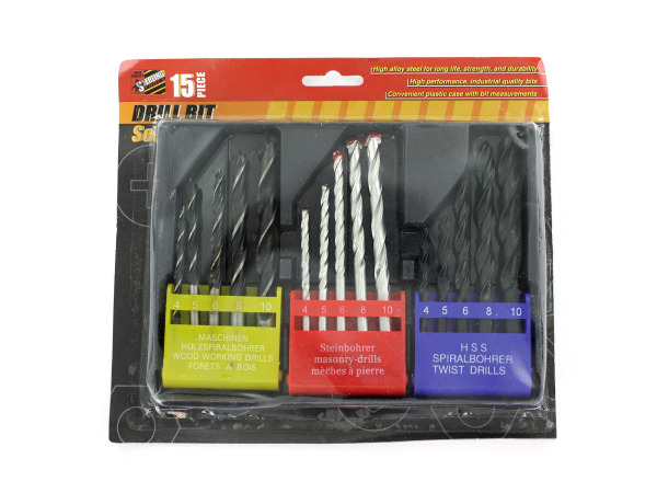 Set Of 15 Assorted Drill Bits - Pack Of 16