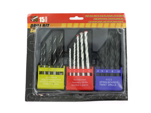 Set of 15 assorted drill bits  Pack of 8