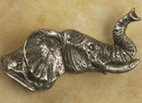 147-1 Elephant Facing Right Head Knob In Pewter Matte