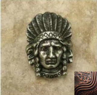 364-16 Indian Head Knob In Antique Copper