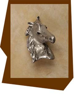 25-8 Beauty Horse Facing Right Knob In Bright Pewter