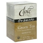 Choice Organic Teas 281363pack Choice Teas Org Green Tea Toasted Brown Rice  3x1