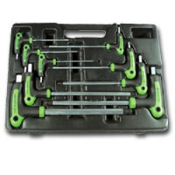 9 Piece Sae T-4 Handle Ball Point And Hex Key Wrench Set
