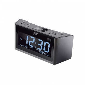 jWin JL355 Dual Alarm Clock with AMFM Radio Black