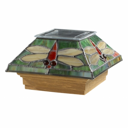Outdoor Essentials 107891 4x4 Tiffany Style Glass Dragonfly Garden Solar Cap Outdoor Essentials 107891 4x4 Tiffany Style Glass Dragonfly Garden Solar Cap