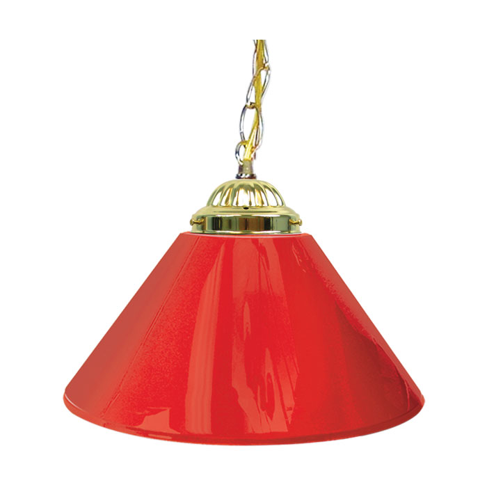 Plain Red 14 Inch Single Shade Bar Lamp - Brass Hardware